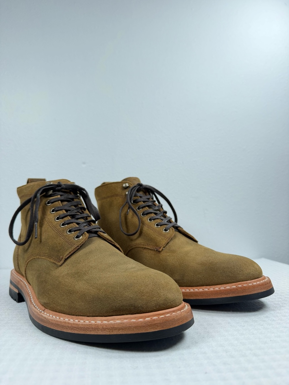 Taylor Stitch Men’s L.E. Trench Boots Size 11.5 D Golden Brown Waxed Suede